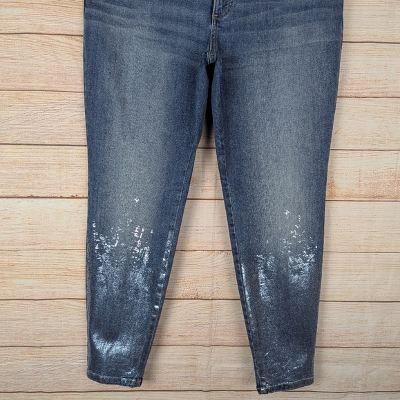 INC Women's Plus Size 18W Tummy Control Mid Rise Skinny Jeans Indigo Metallic - Picture 3 of 15